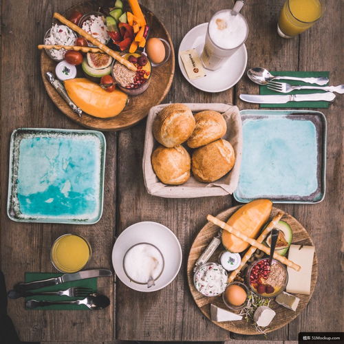 晨光中的餐桌艺术 精致早餐食品的平铺美学与美食摄影
